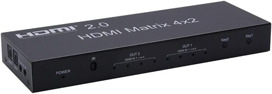 4K HDMI 2.0 Matrix 4X2 Switch with Optical & L/R 3.5mm Output, IR Remote Control, Pack of 2 Q870