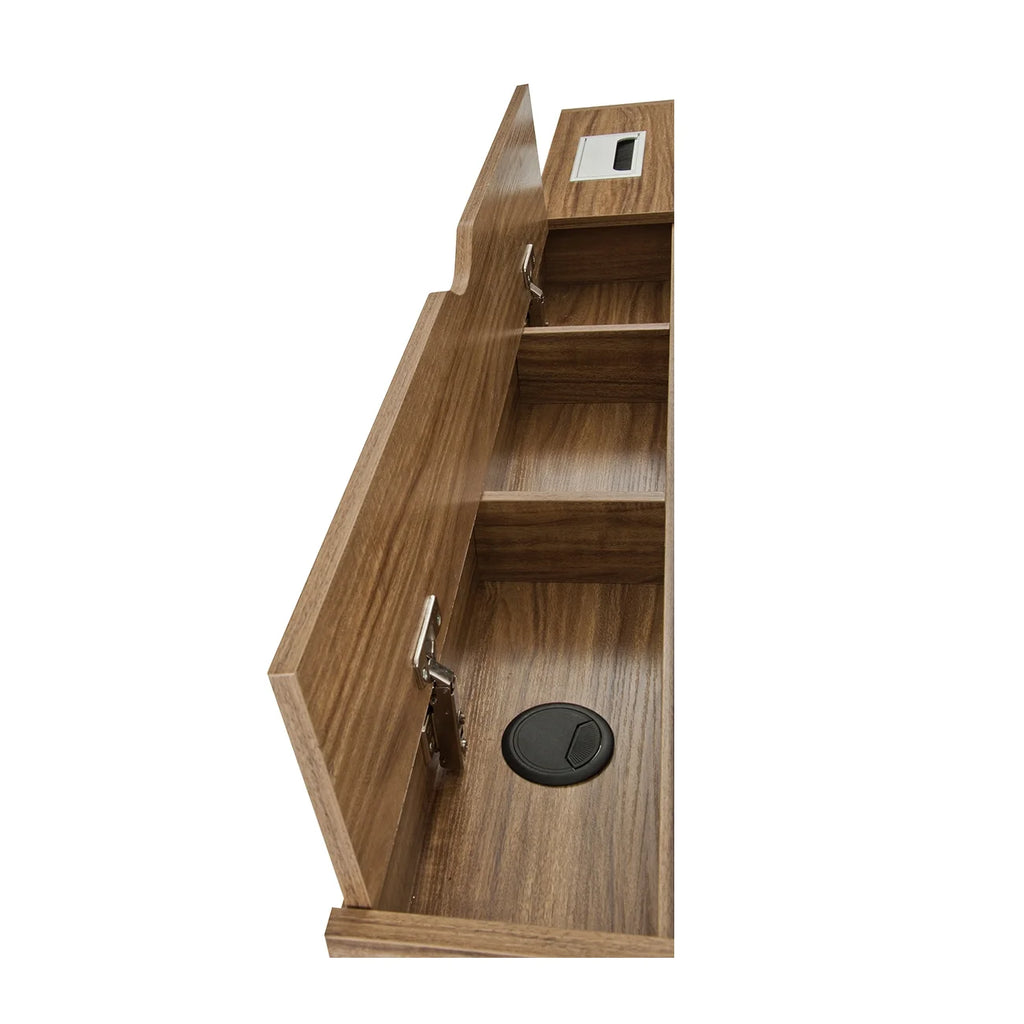 Compact Computer Desk with Storage, Walnut J709672