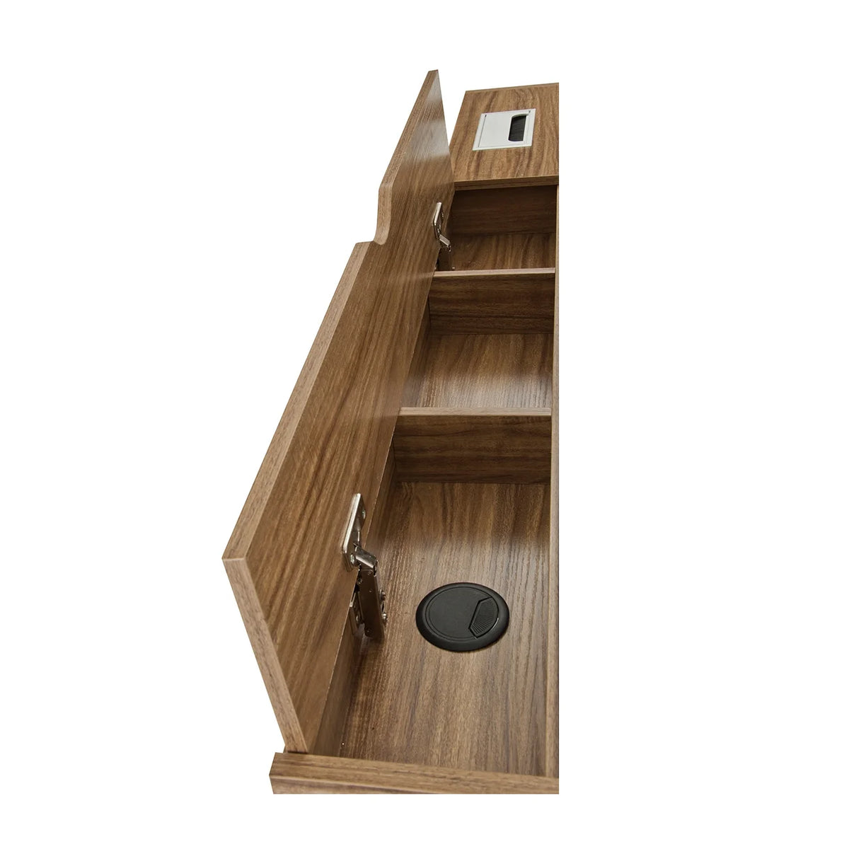 Compact Computer Desk with Storage, Walnut J709672