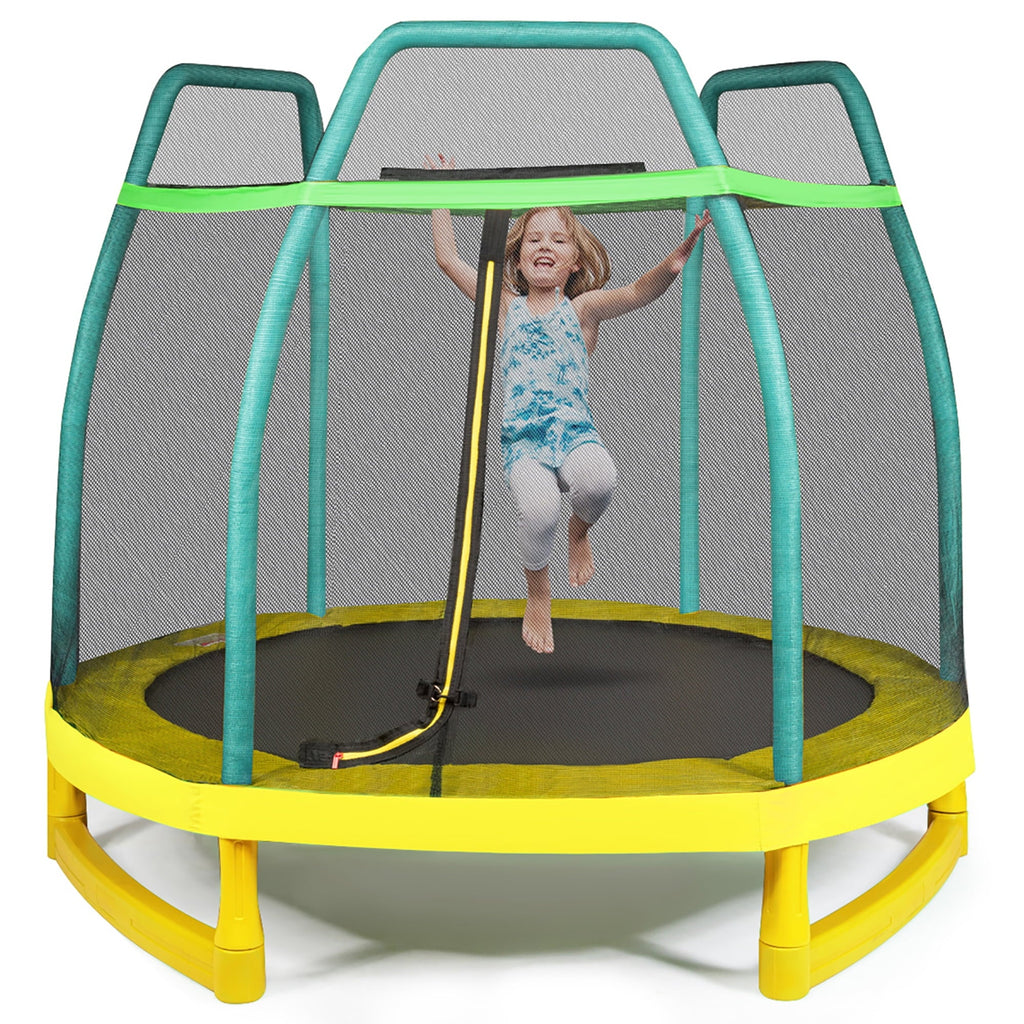 7FT Kids Trampoline with Safety Enclosure Net I36074