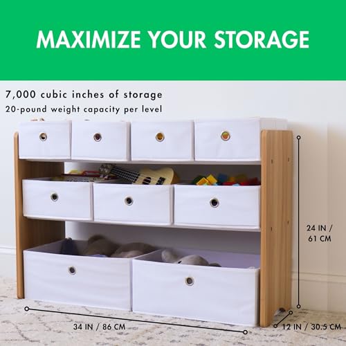Natural White Toy Storage Organizer with 9 Removable Fabric Bins N7299