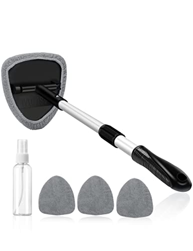 Windshield Cleaner with 4 Reusable Microfiber Pads and Extendable Handle N635760