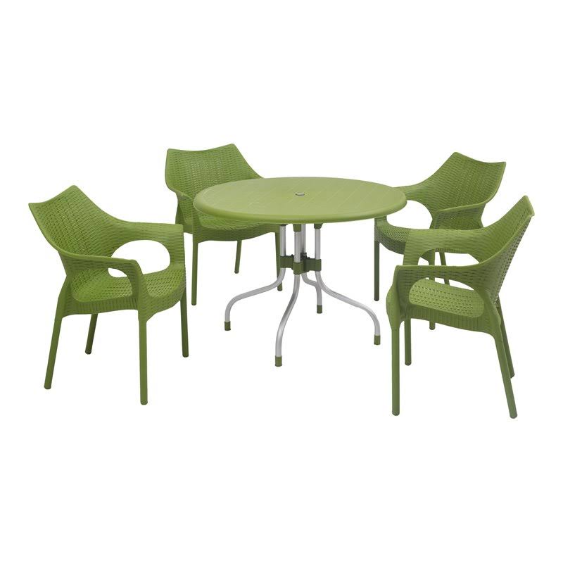 Green Patio Table with Four Chairs X885228
