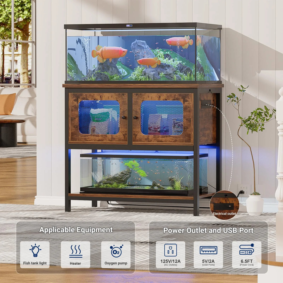 40-50 Gallon Metal Aquarium Stand with Cabinet S684515