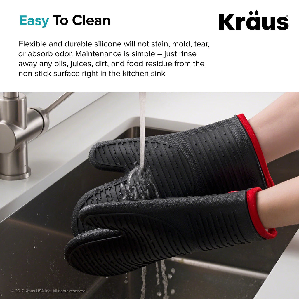 Heat-Resistant 100% Food-Safe Silicone Non-Slip Oven Mitt Pack of 2 B533