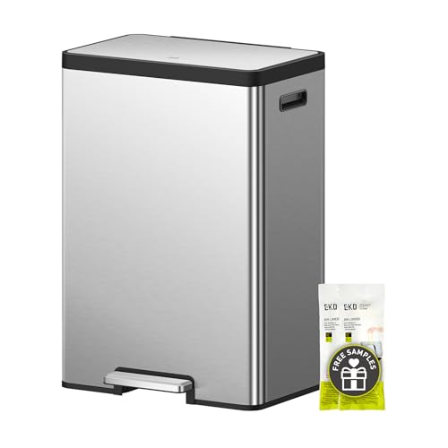 36L+24L Dual Stainless Steel Trash Can with Lid O540