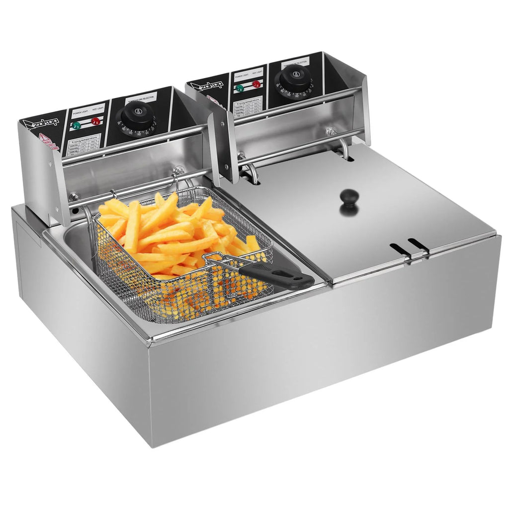 5000W 12.7Qt Stainless Steel Deep Fryer with Removable Basket S344