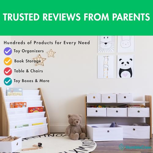 Natural White Toy Storage Organizer with 9 Removable Fabric Bins N7299