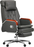 Black Leather Reclining Office Chair with Footrest B2267
