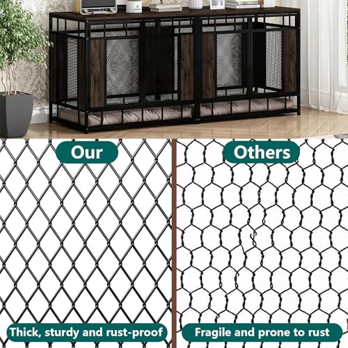 71" Heavy Duty Wood Dog Crate with Removable Divider C19184