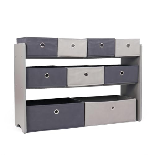 Natural White Toy Storage Organizer with 9 Removable Fabric Bins N7299