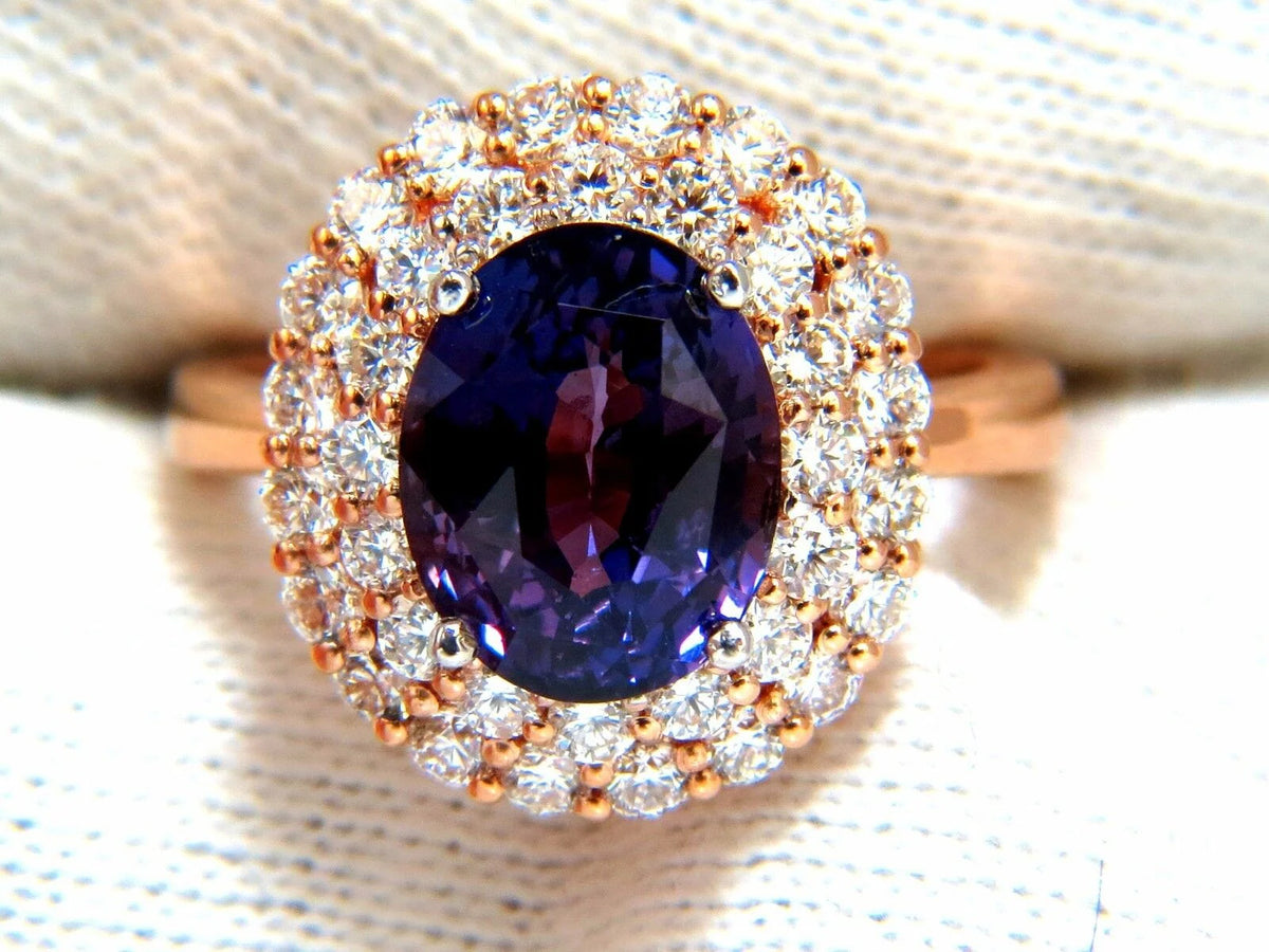 6.41ct Natural Vivid Purple Sapphire Diamond Ring L56069