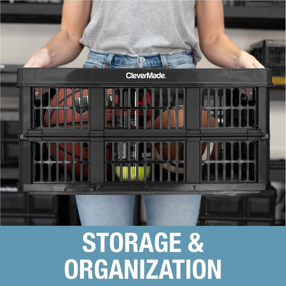 Red Collapsible Utility Crate, 45L, Plastic O465419