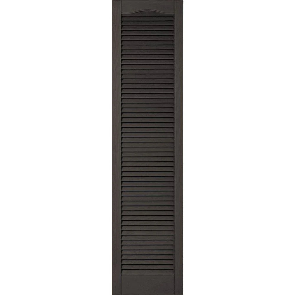 18 inchw x 78 inchh Vinyl Cathedral Top Louver Shutters with Shutter-Loks P612792
