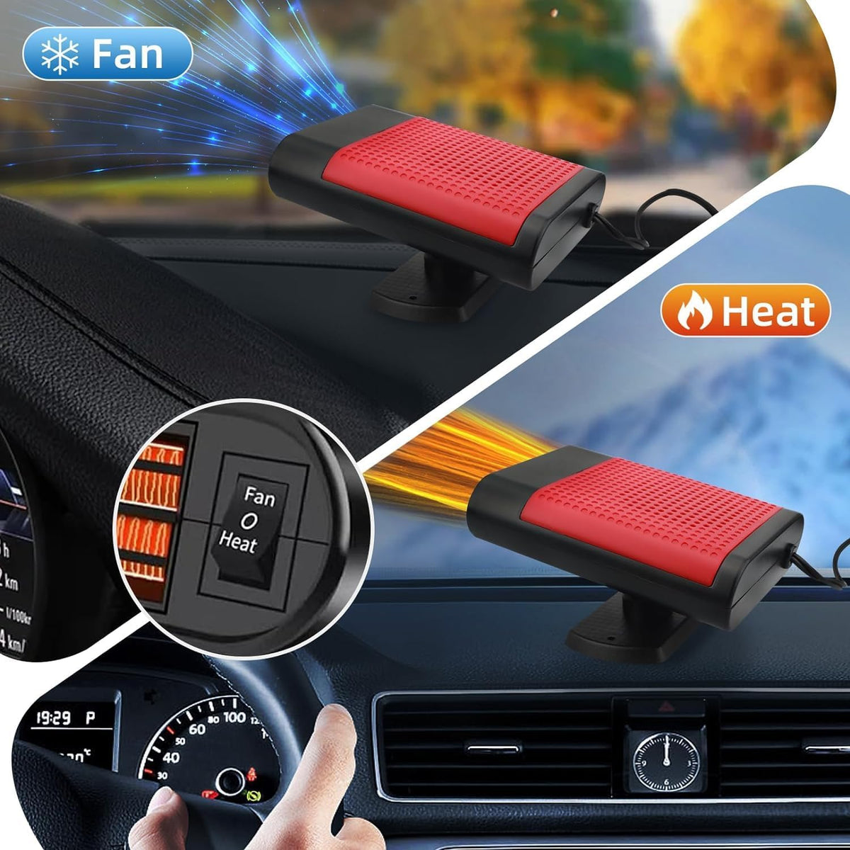 12V 150W Portable Car Heater Defroster with 360-Degree Suction Holder B833