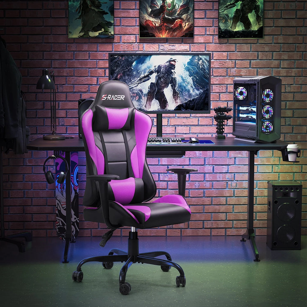 Black PU Leather Ergonomic Gaming Chair with Headrest Y121