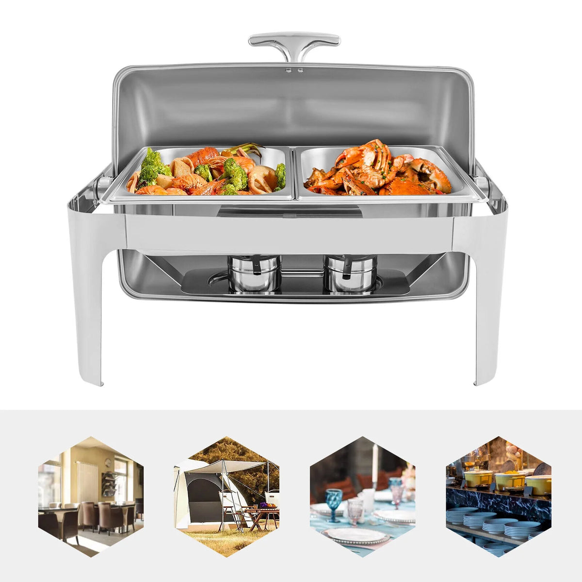 9.54QT Stainless Steel Chafing Dish Set W33454