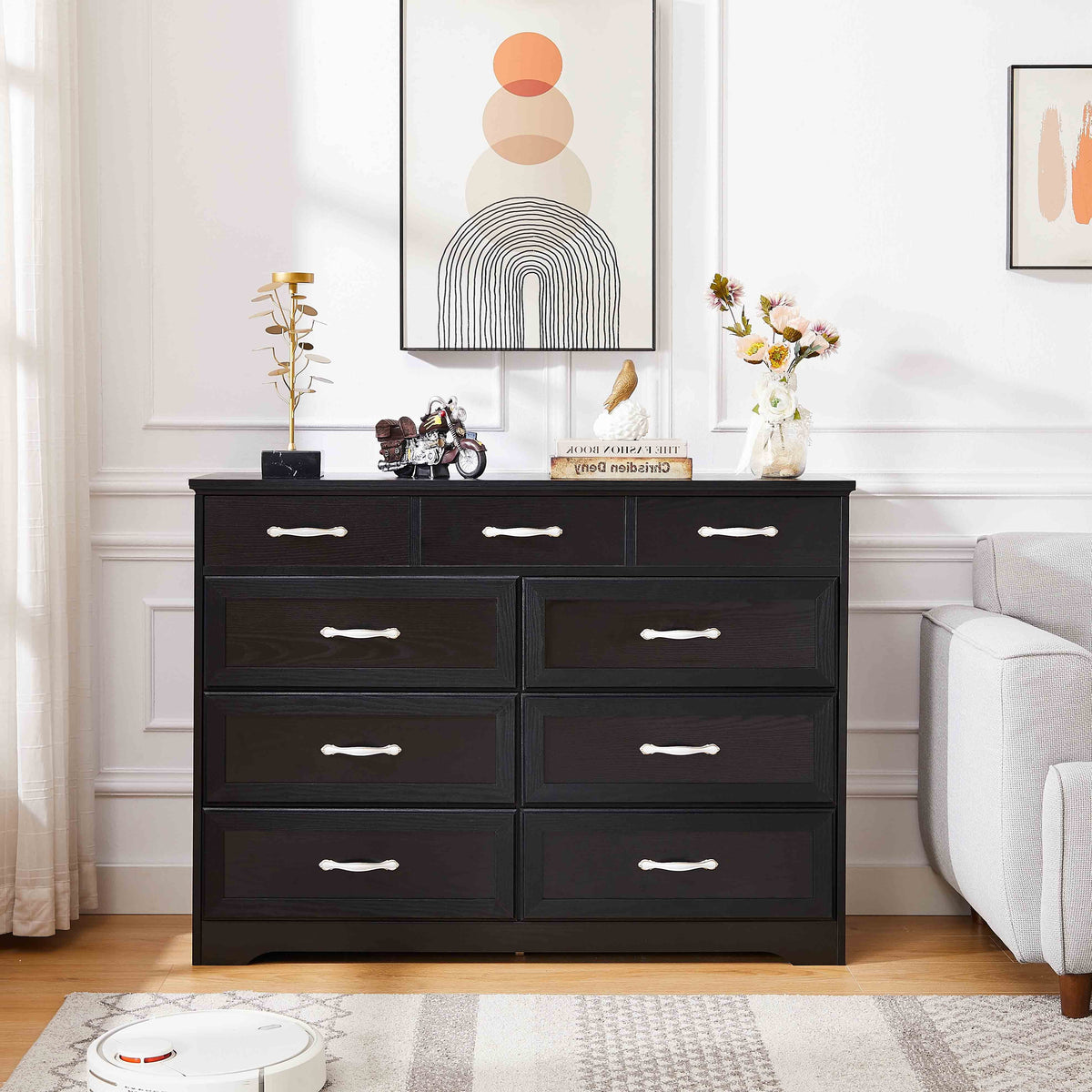 Black 9 Drawer Wood Dresser N74135