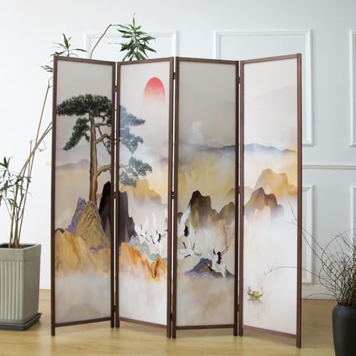 6 Panel Double Faced Room Divider Folding Wall Divider, 67" H x 94.5" W I777209