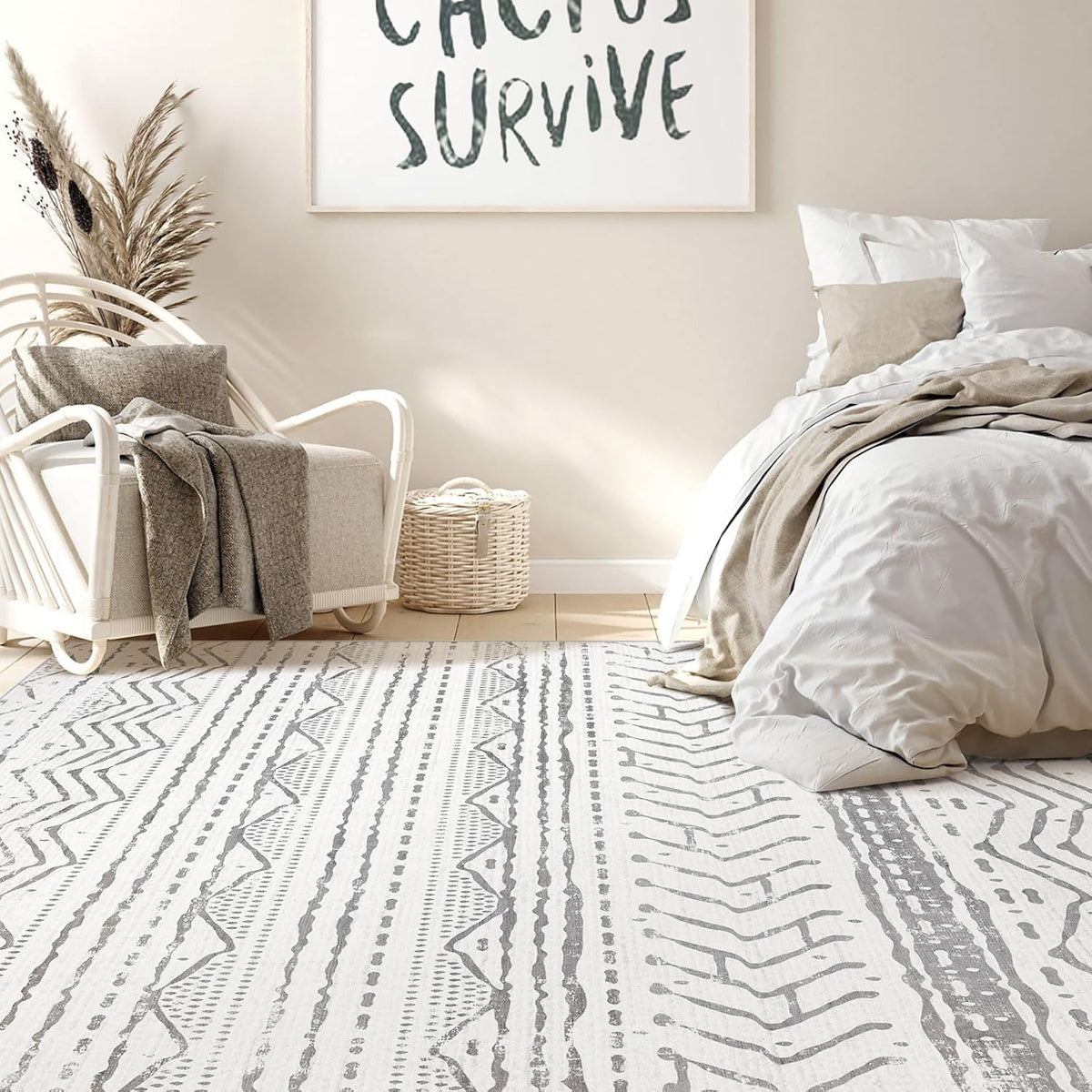 Grey 9x12 Machine Washable Area Rug F4590