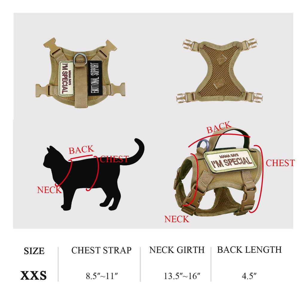 Tactical Cat Harness Soft Mesh Adjustable Pet Vest Harness X26054