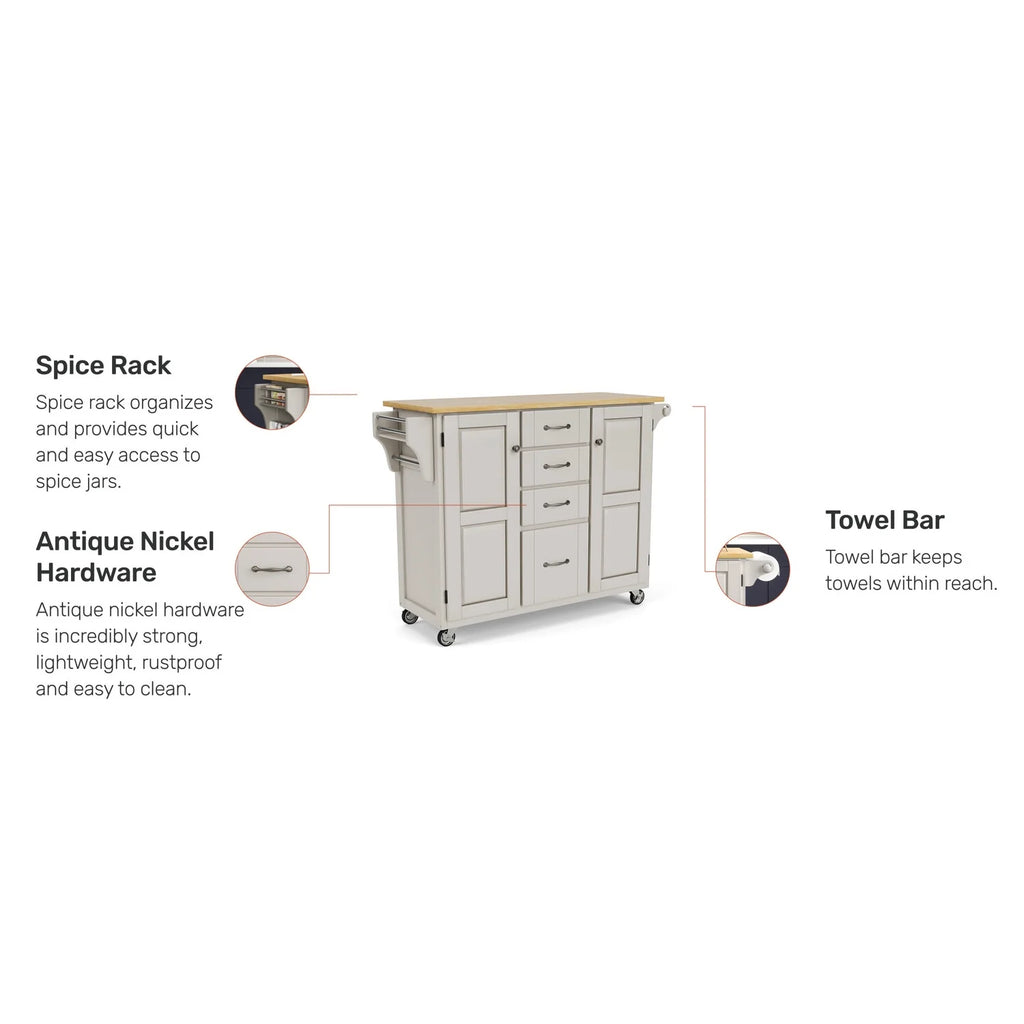 Off White Wood Rolling Kitchen Cart M443127