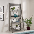 Gray Wood 4-Shelf Ladder Bookcase E215618