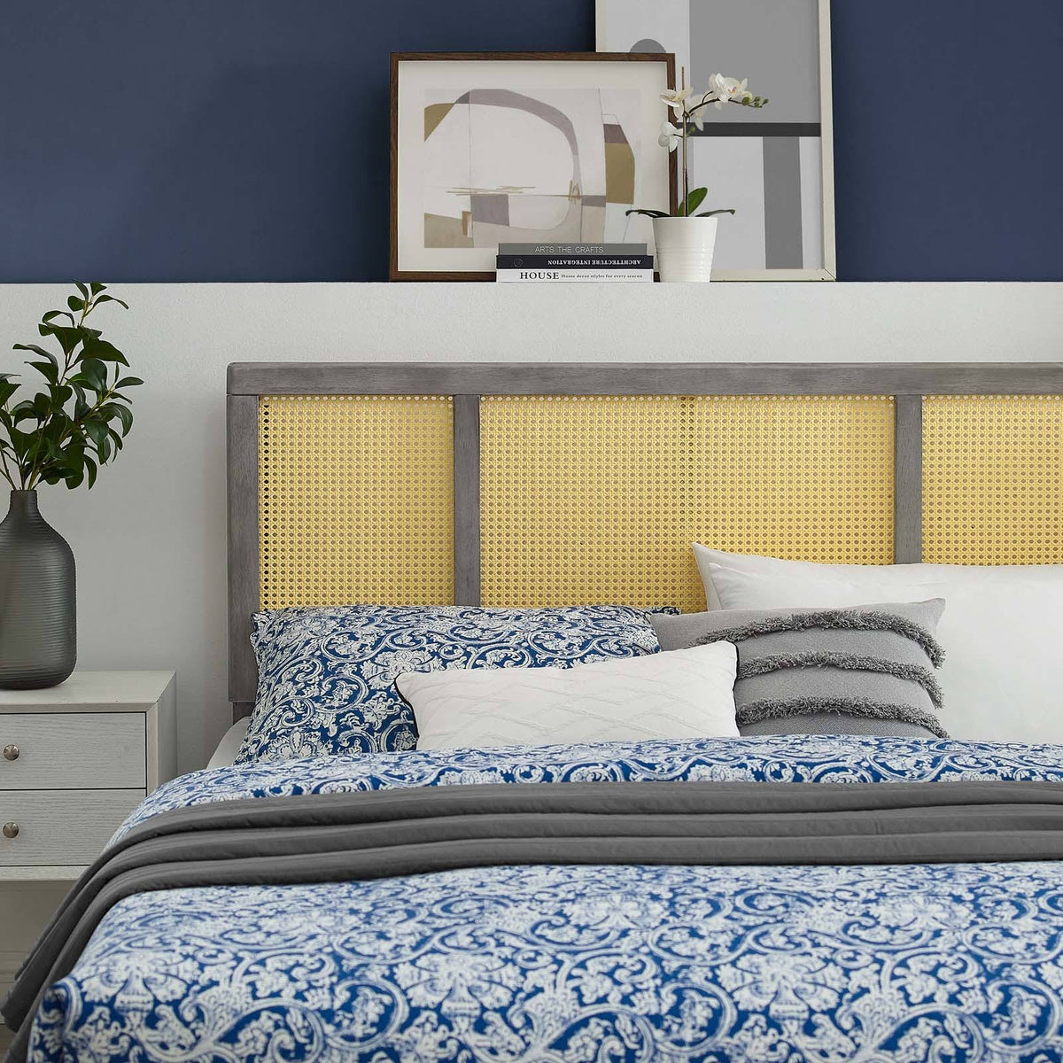 Gray Cane Full Headboard E478025
