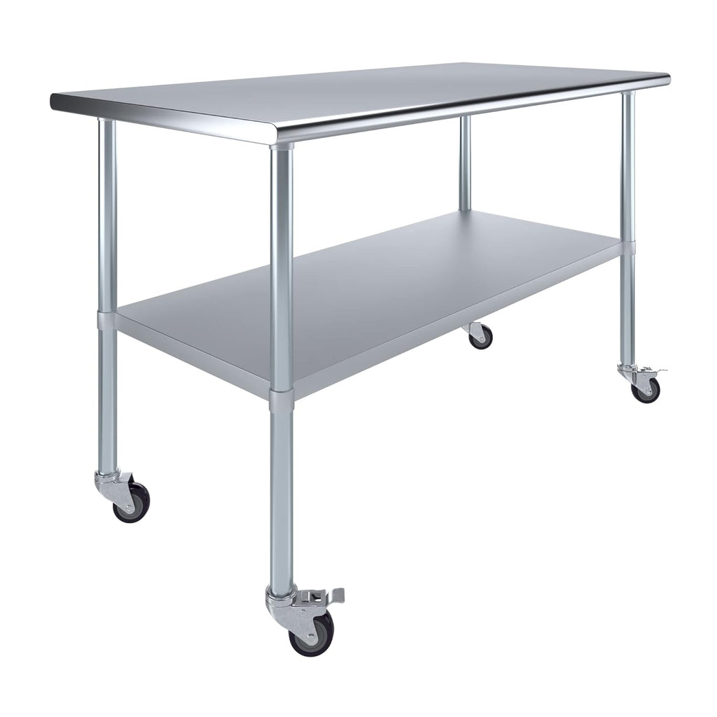 Stainless Steel Work Table with Under-Shelf & 4 Wheels X9108