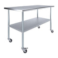 Stainless Steel Work Table with Under-Shelf & 4 Wheels X9108