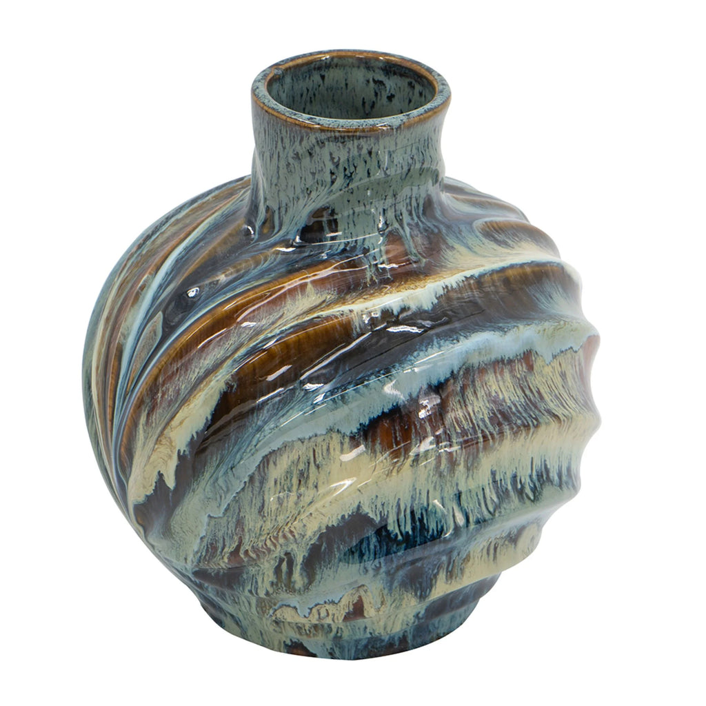 Glazed Curved Ceramic Accent Vase 11" Z7701