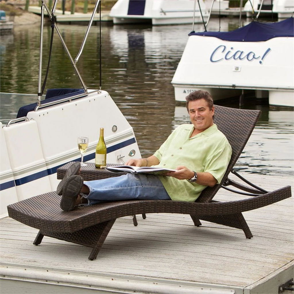Brown Wicker Adjustable Chaise Lounge G959