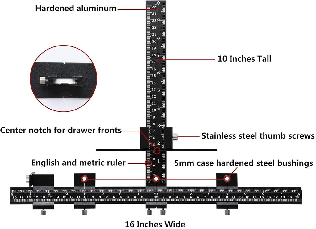 Aluminum Alloy Adjustable Drill Guide Template Tool for Cabinet Hardware Installation R300