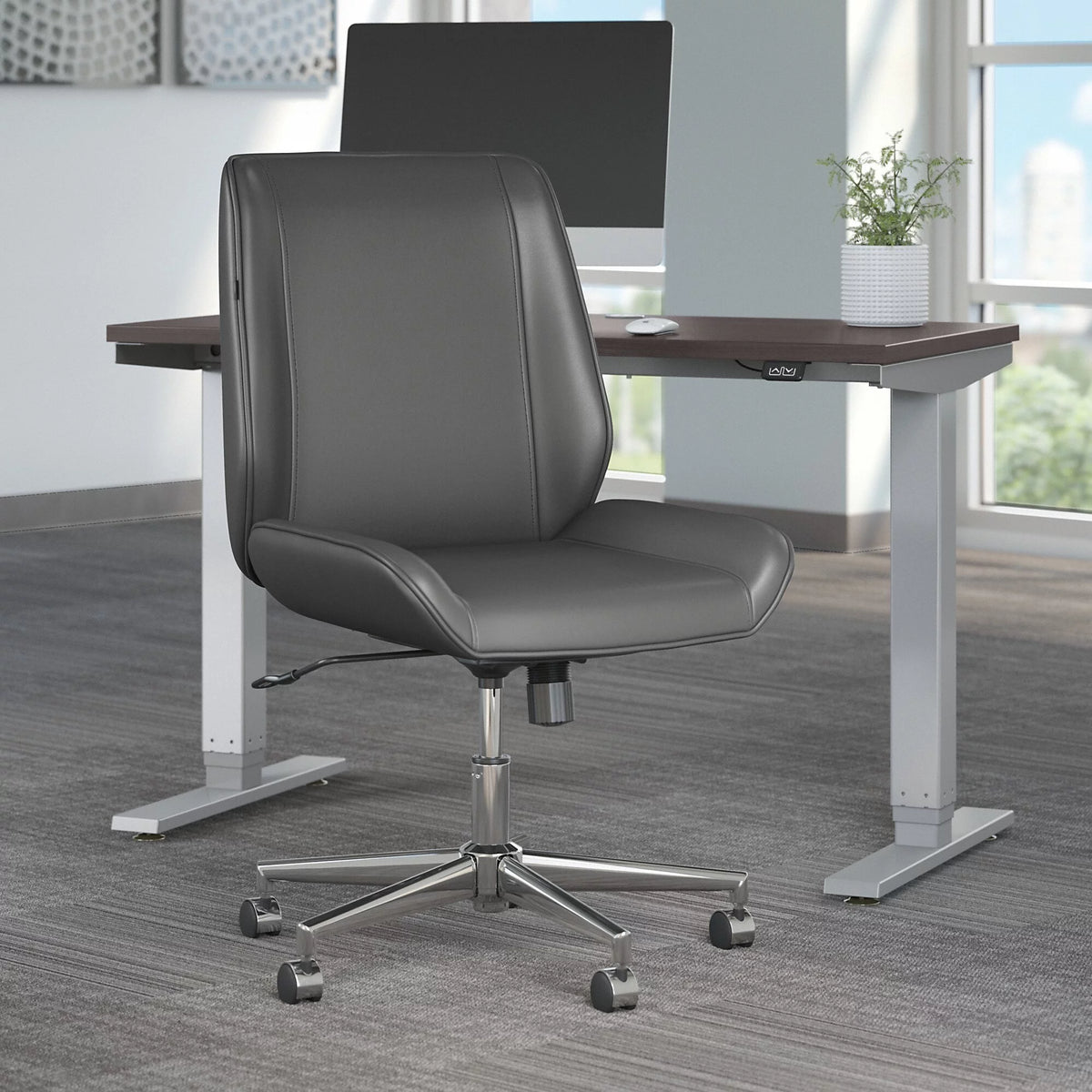 Black Leather Wingback Office Chair O86722