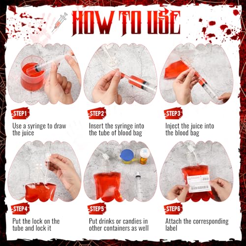 84 Pcs Halloween Party Supplies Empty Pill Bottle Blood Bag Specimen Cup Urine Sample Jar 20 ml Plastic Syringe with Sticky Label E1270