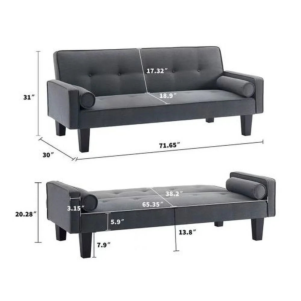 Convertible Futon Sofa Bed with Armrests P73165