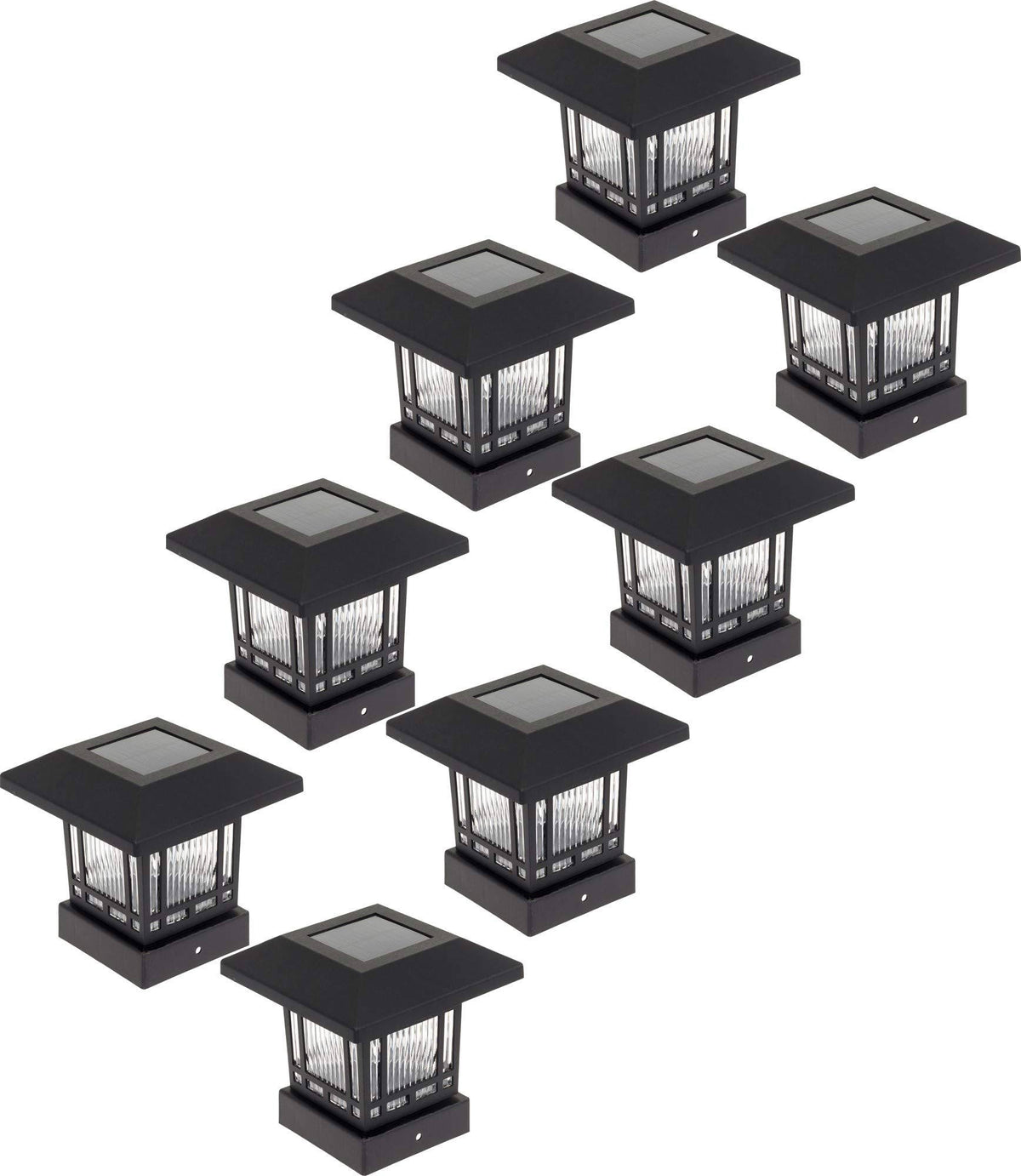 Black 8 Pack Solar Post Light P99438