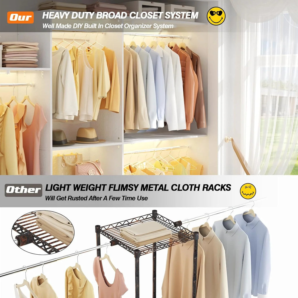 96'' White Closet System with 3 Shelving Towers Z60496