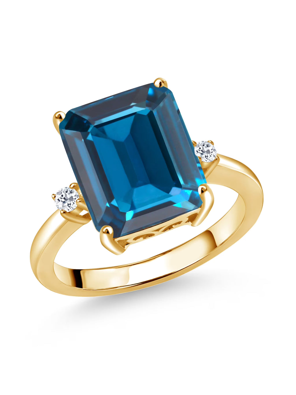 18K Yellow Gold Plated Silver London Blue Topaz Engagement Ring H33994