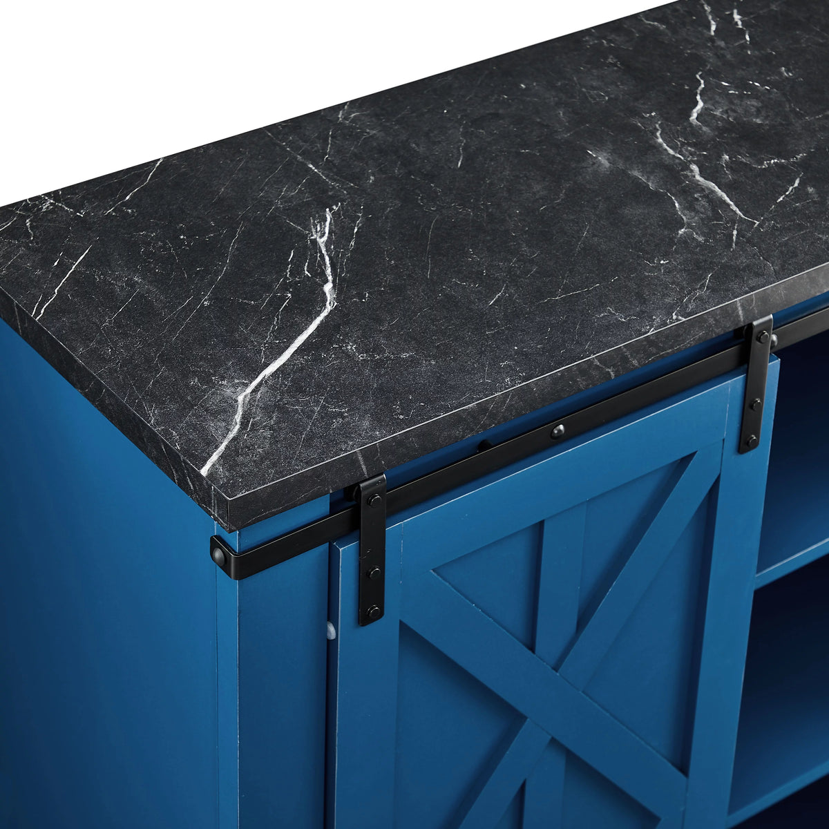 Navy Blue Wood Buffet Cabinet with Barn Door W15271