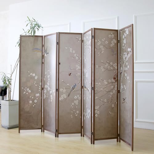 6 Panel Double Faced Room Divider Folding Wall Divider, 67" H x 94.5" W I777209