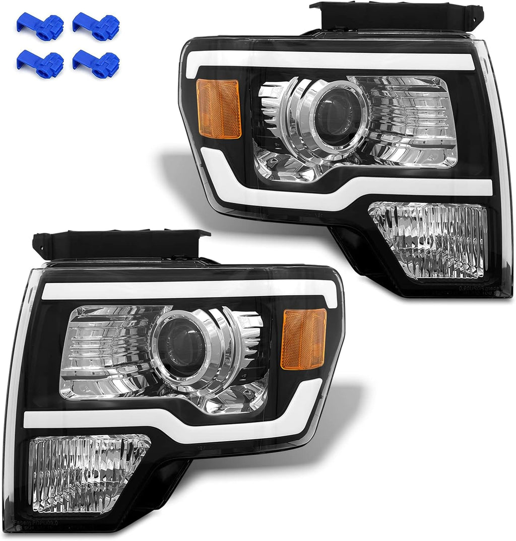 Chrome Housing Headlight Assembly for 2009-2014 Ford F150 Y331