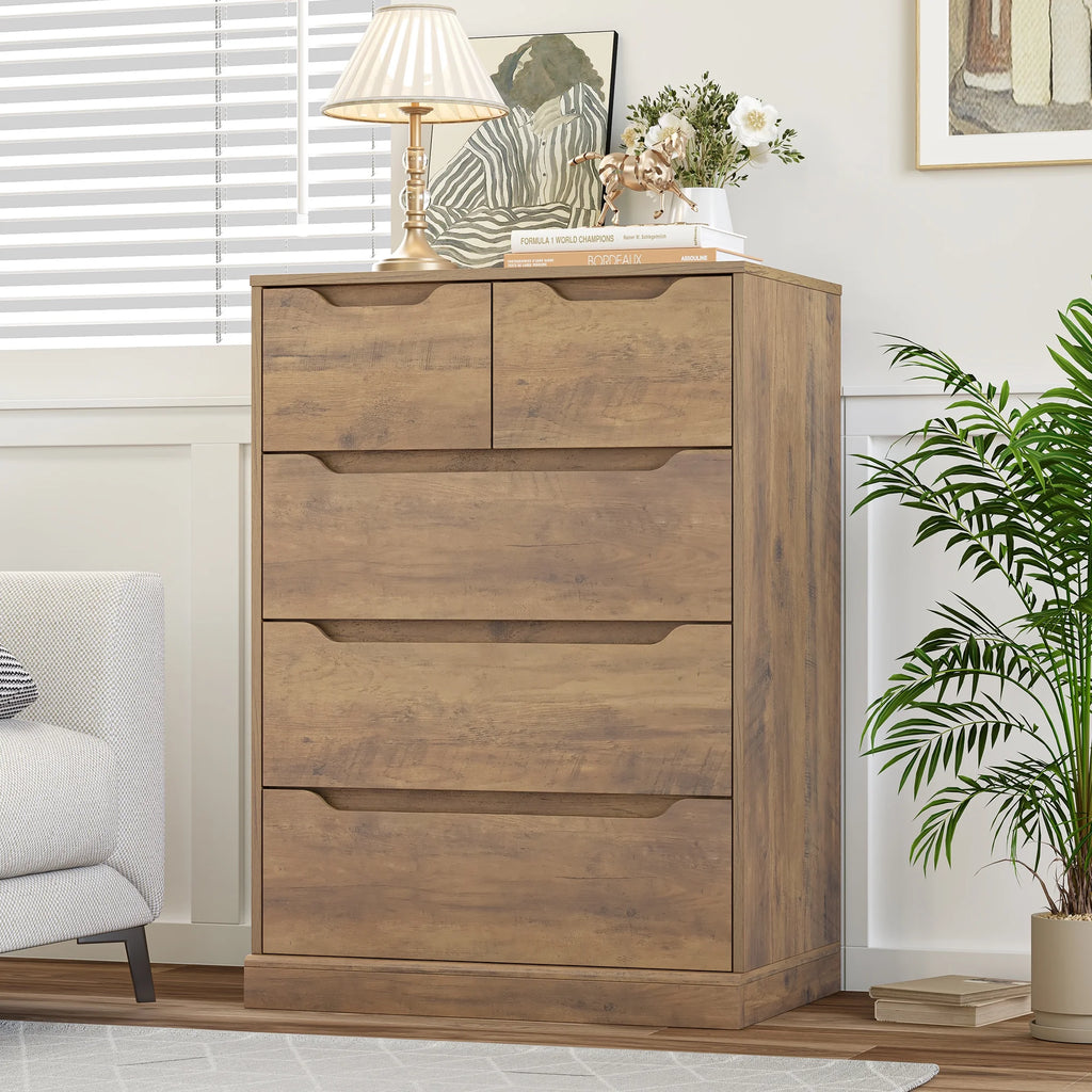 White 5 Drawer Wood Dresser D73061