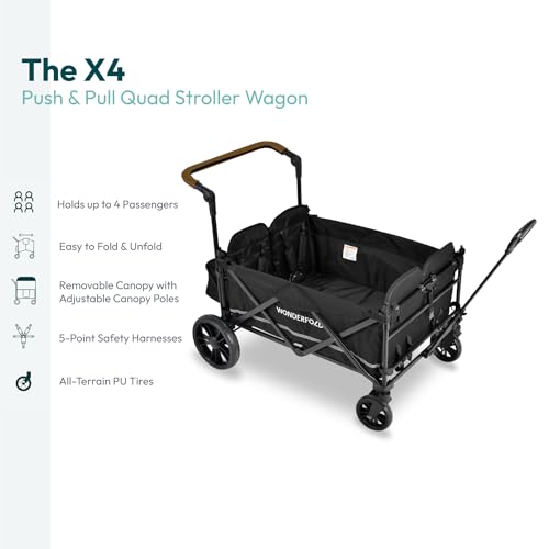 Navy 4 Seater Collapsible Wagon Stroller with 5-Point Harnesses F84891