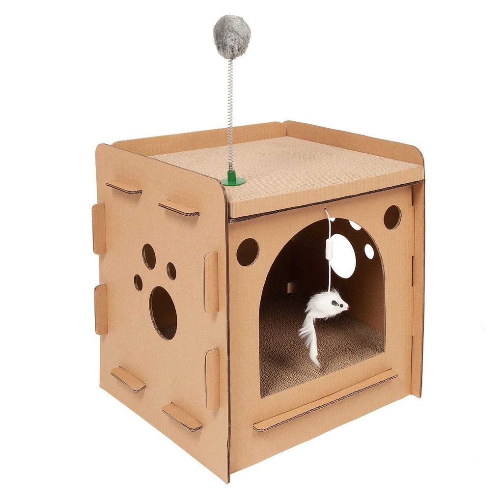 Corrugated Cat Scratcher House with Catnip Y154538