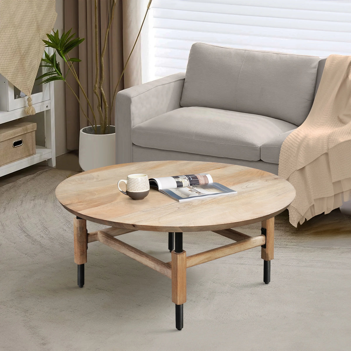 Round Mango Wood Coffee Table H73391