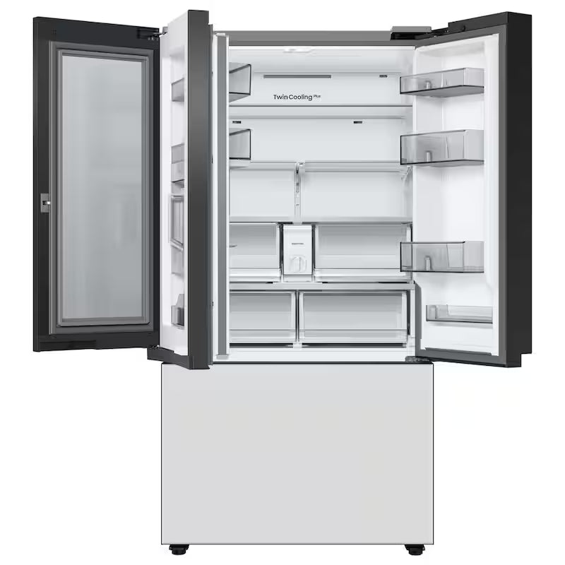 30 cu. ft. 3-Door French Door Smart Refrigerator with Beverage Center in White Glass N337583