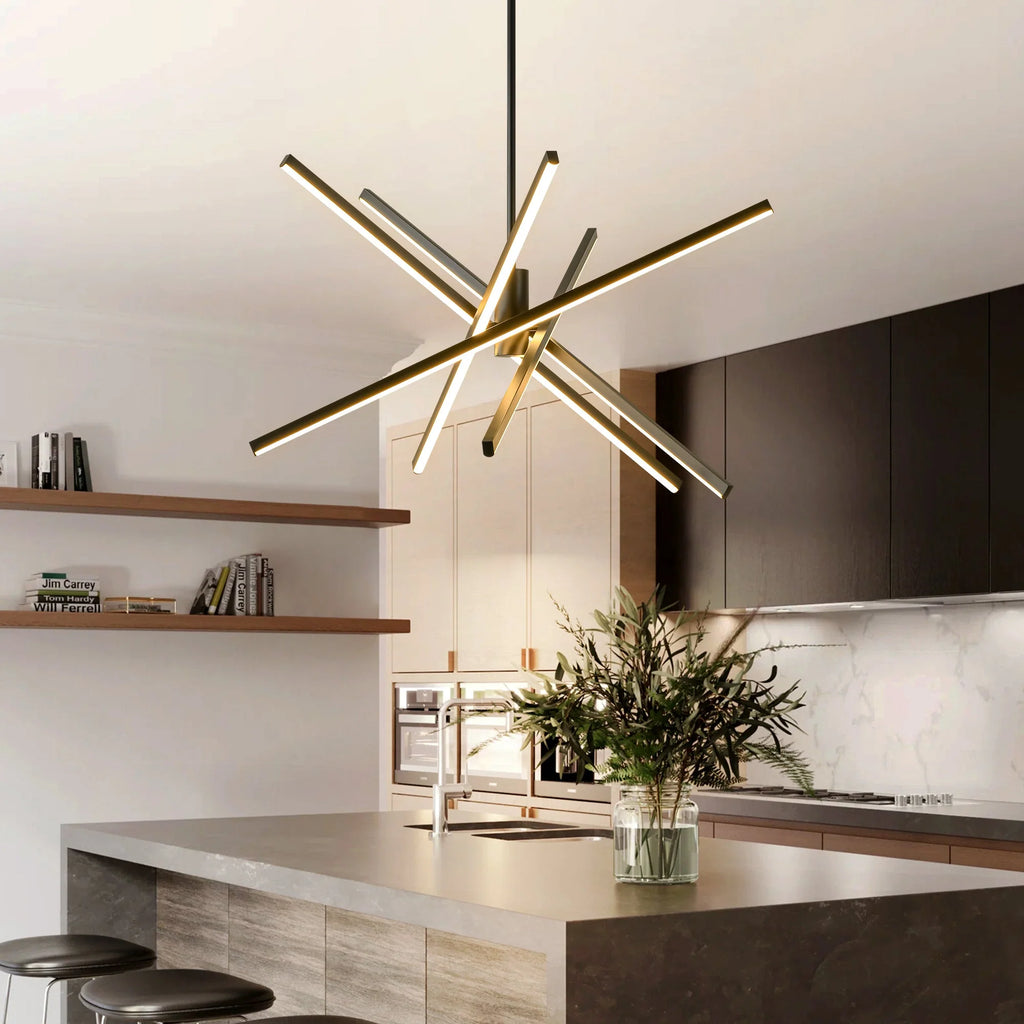 5-Light Aluminum Dimmable LED Linear Chandelier Q460