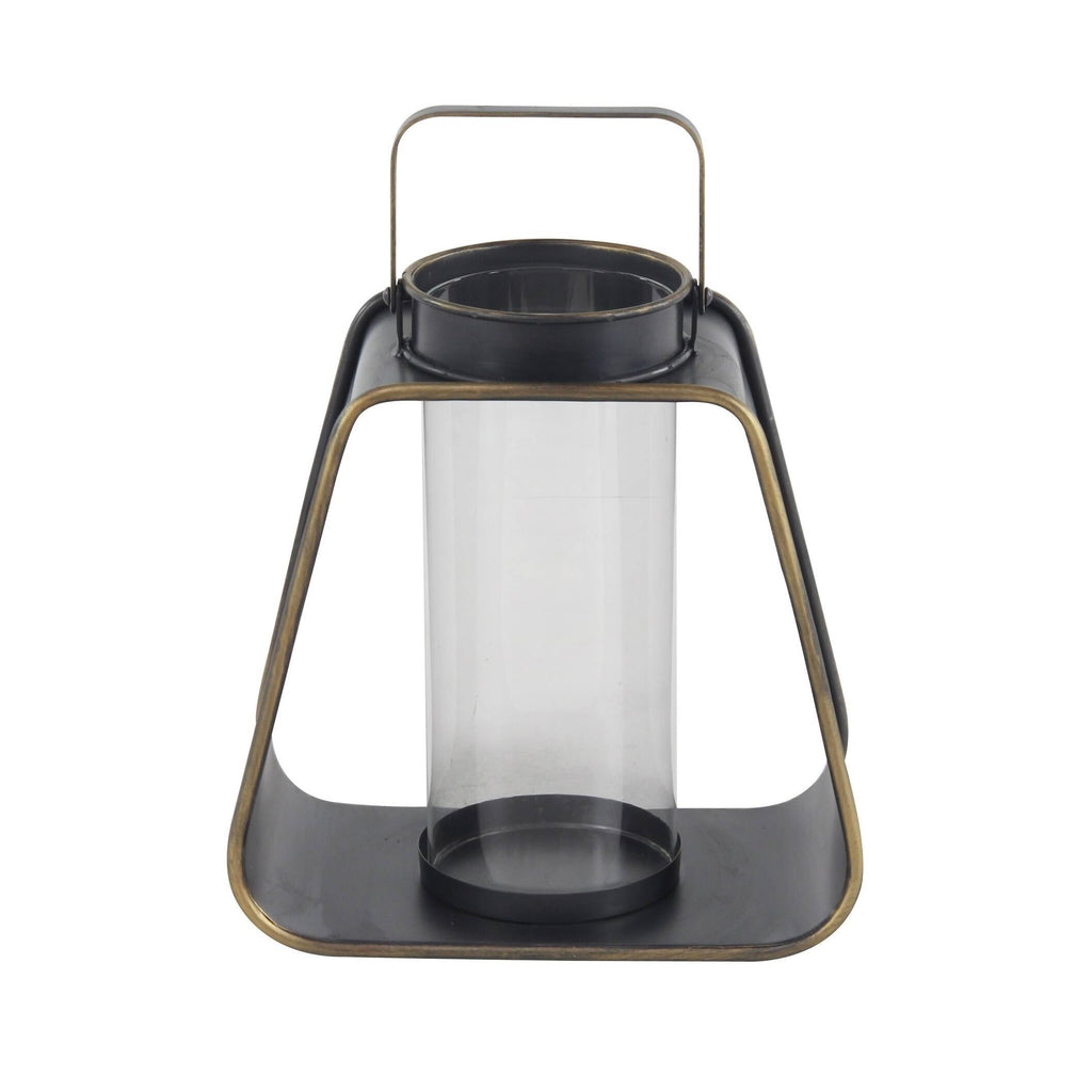 Black Iron and Glass Candle Lantern M75012