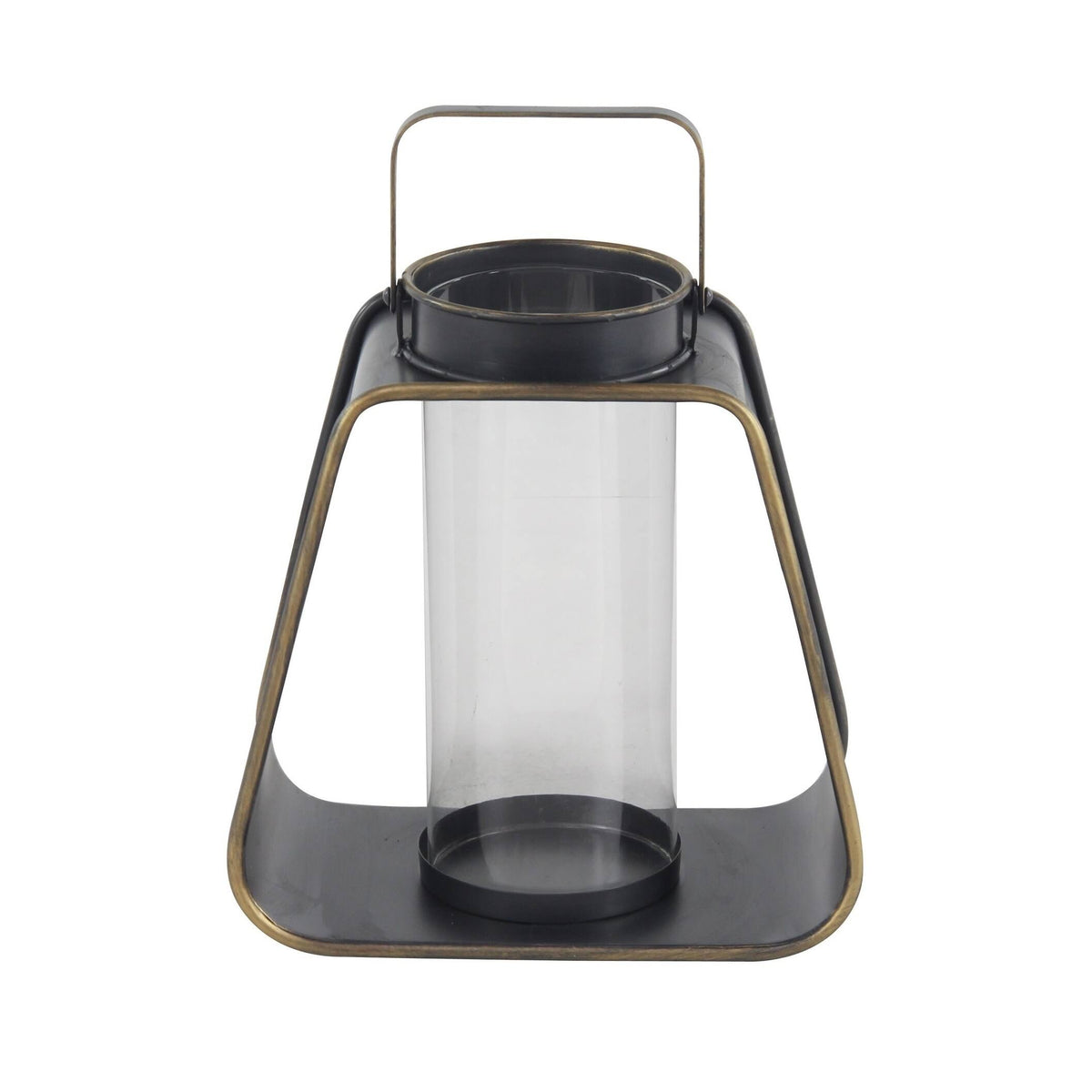 Black Iron and Glass Candle Lantern M75012